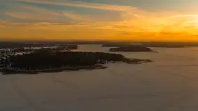 Zachód słońca nad jeziorem Kisajno z drona, Pierkunowo, luty 2026 r. - zdjęcie 23