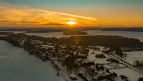 Zachód słońca nad jeziorem Kisajno z drona, Pierkunowo, luty 2026 r. - zdjęcie 4