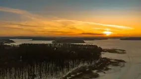 Zachód słońca nad jeziorem Kisajno z drona, Pierkunowo, luty 2026 r. - zdjęcie 5