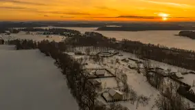 Zachód słońca nad jeziorem Kisajno z drona, Pierkunowo, luty 2026 r. - zdjęcie 12