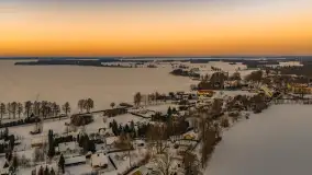 Zachód słońca nad jeziorem Kisajno z drona, Pierkunowo, luty 2026 r. - zdjęcie 28