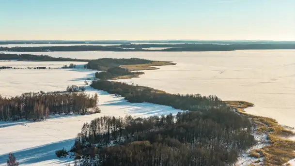 Jezioro Mamry, Węgorzewo i okolice z drona, styczeń 2026 r.