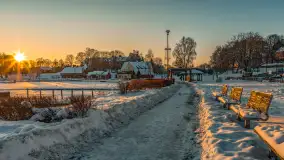 Zachód słońca w Rynie, jezioro Ryńskie, luty 2026 r. - zdjęcie 2