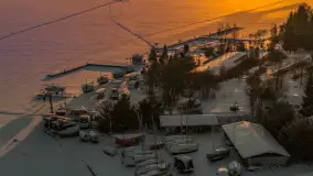 Zachód słońca nad jeziorem Ryńskim z drona, luty 2026 r. - zdjęcie 24