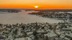 Zachód słońca nad jeziorem Ryńskim z drona, luty 2026 r. - zdjęcie 40