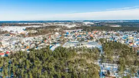 Jezioro Jędzelewo i Stare Juchy z lotu ptaka w zimowej scenerii, luty 2026 r. - zdjęcie 12