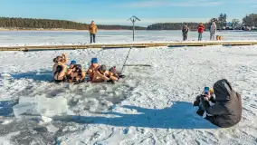 Orzysz i... orzyskie morsy nad jeziorem Orzysz w zimowej scenerii - zdjęcie 6