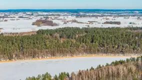 Wieś Sucholaski przy jeziorze Wydmińskim z zimowego lotu ptaka, luty 2026 r. - zdjęcie 41