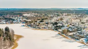 Wydminy i jezioro Wydmińskie z lotu ptaka, luty 2026 r. - zdjęcie 7
