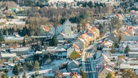 Wydminy i jezioro Wydmińskie z lotu ptaka, luty 2026 r. - zdjęcie 41