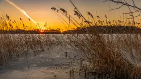 Zachód słońca nad jeziorem Kisajno, marzec 2026 r.