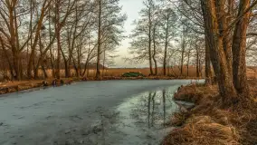 Zachód słońca nad jeziorem Mamry, port Rybaczówka Kal, marzec 2026 r. - zdjęcie 18