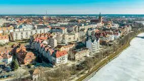 Przedwiośnie w Ełku z drona, okolice ulicy Zamkowej, marzec 2026 r. - zdjęcie 3