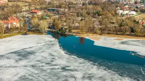 Przedwiośnie w Ełku z drona, okolice ulicy Zamkowej, marzec 2026 r. - zdjęcie 20