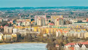 Przedwiośnie w Ełku z drona, okolice ulicy Zamkowej, marzec 2026 r. - zdjęcie 35