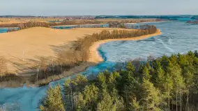 Jeziora Niegocin, Niałk Duży i Mały oraz Wojnowo u progu wiosny, z lotu ptaka - zdjęcie 11