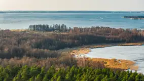 Jeziora Niegocin, Niałk Duży i Mały oraz Wojnowo u progu wiosny, z lotu ptaka - zdjęcie 8