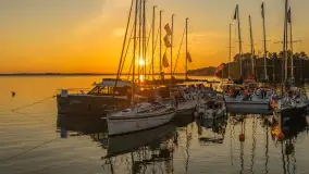 Zachód słońca nad Darginem, port Dziki Harsz, lipiec 2026 r.