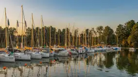 Zachód słońca nad Darginem, port Dziki Harsz, lipiec 2026 r. - zdjęcie 2