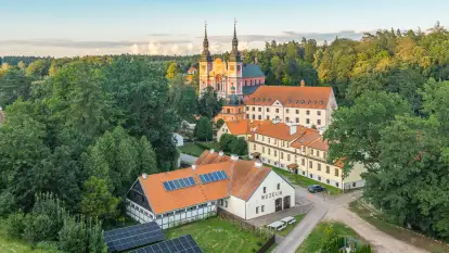 Barokowe Sanktuarium Maryjne w Świętej Lipce z lotu ptaka, sierpień 2026 r.