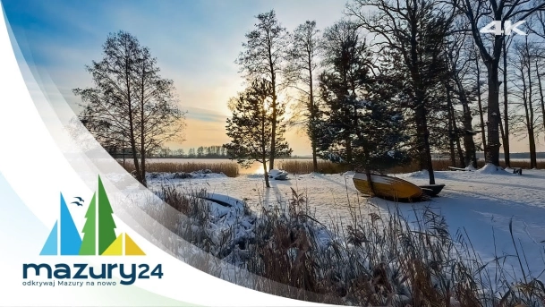 Spacer dronem nad jeziorem Gołdapiwo, styczeń 2024 r., 4K