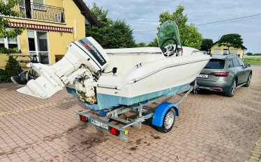 Motorówka Johnson 60KM + przyczepa Neptun Navy  - zdjęcie 8