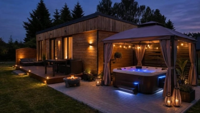 Szczechy Małe, 2 domki z jacuzzi i udziałem w plaży nad jeziorem Roś - zdjęcie 1