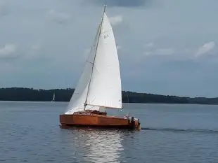 Jacht mahoniowy Jollenkreuzer 16 oldtimer 1960 r klasyk drewniany przyczepa - zdjęcie 7