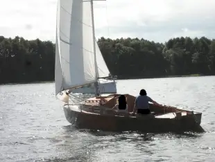 Jacht mahoniowy Jollenkreuzer 16 oldtimer 1960 r klasyk drewniany przyczepa - zdjęcie 5