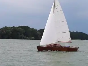 Jacht mahoniowy Jollenkreuzer 16 oldtimer 1960 r klasyk drewniany przyczepa - zdjęcie 3