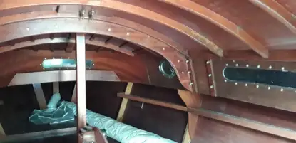 Jacht mahoniowy Jollenkreuzer 16 oldtimer 1960 r klasyk drewniany przyczepa - zdjęcie 2