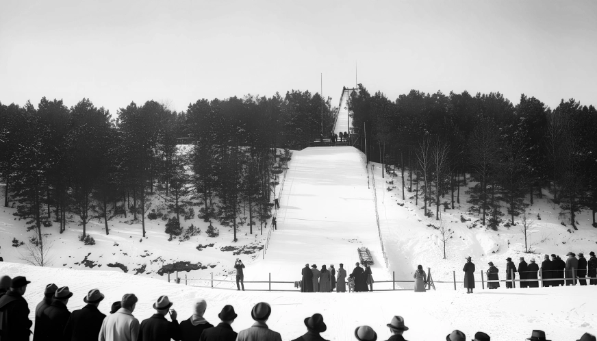 Czy tak mogły kiedyś wyglądać zawody na skoczni?