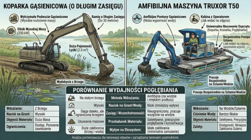 Odmulanie zbiorników wodnych – ciężka koparka czy usługi Marina Pro?
